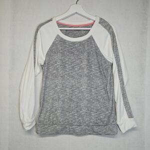 Cuddl Duds Super Soft Micro Fleece Raglan Long Sleeve Shirt Grey Ivory